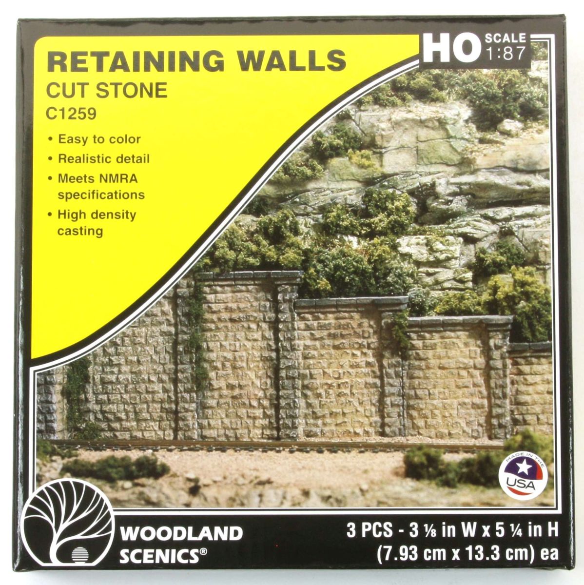 Woodland WC1259 - 3 Stützmauern, geschnittener Stein