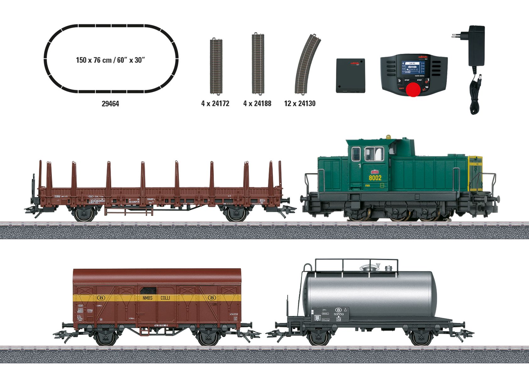 Märklin 29464 - Digitales Startset mit DHG 700 und Güterzug, SNCB, Ep.III-IV, MFX-Sound