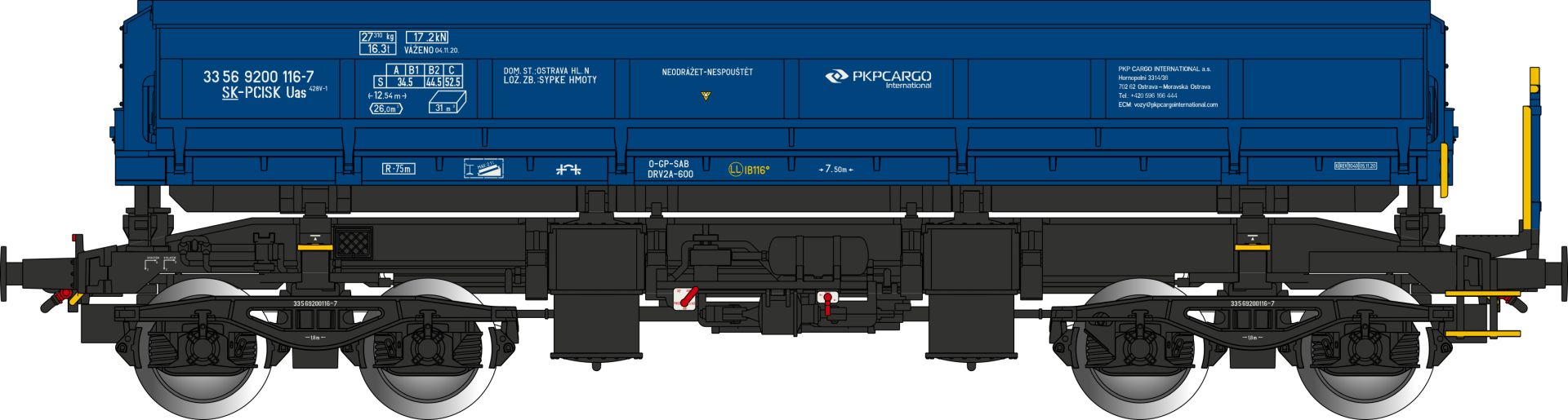 Albert Modell 920008 - Offener Güterwagen Uas, SK-PCISK, PKP-Cargo, Ep.VI