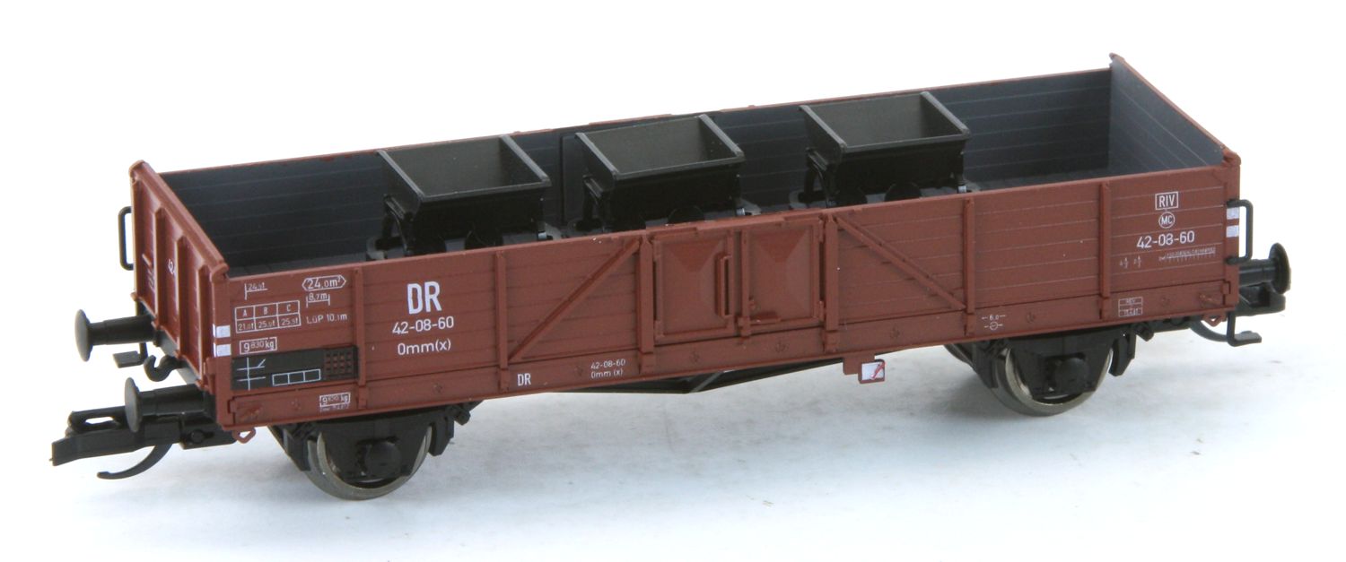 Schirmer 68110 - 2er Set offene Güterwagen 'Linz', DR, Ep.III, mit Ladegut