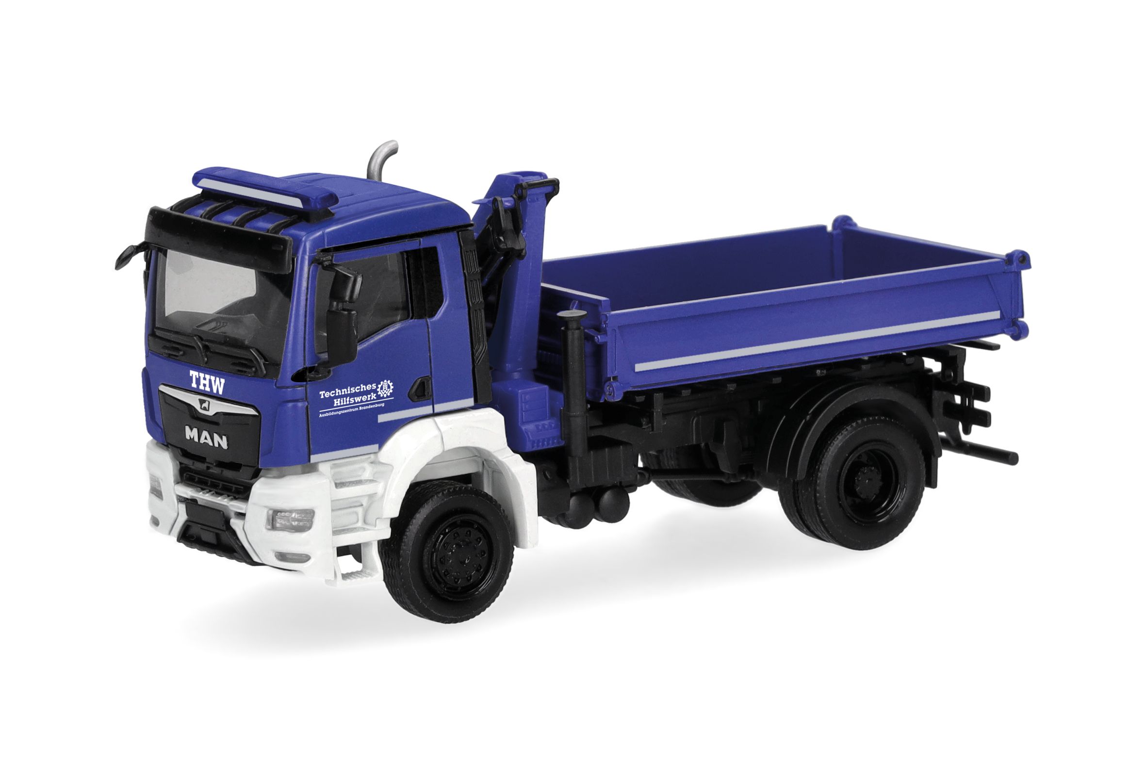 Herpa 319522 - MAN TGS NN Dreiseitenkipper mit Ladekran, 2achs, "THW Brandenburg"