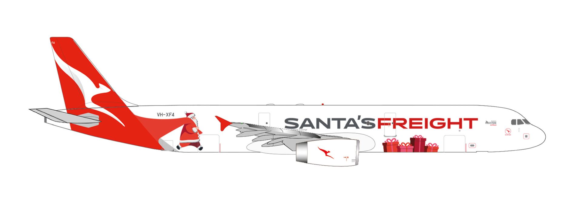 Herpa 538817 - Qantas Freight Airbus A321P2F "Santa's Freight"