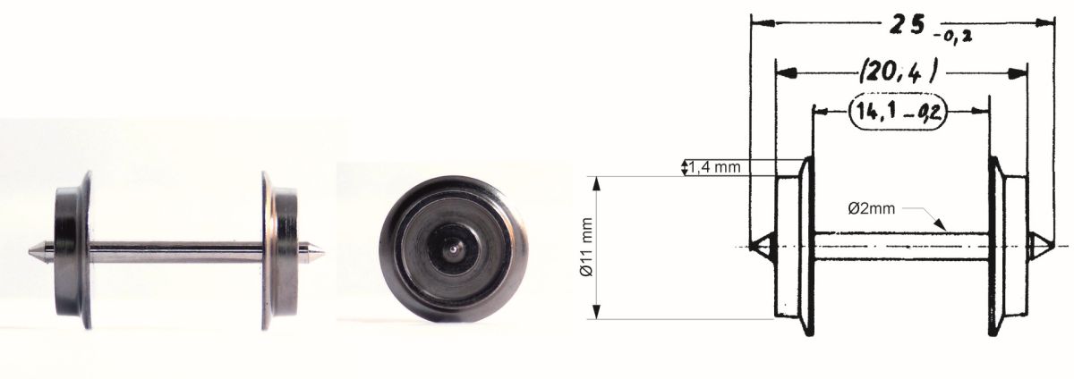 Fleischmann 6561 - Radsatz 25mm, nicht isoliert