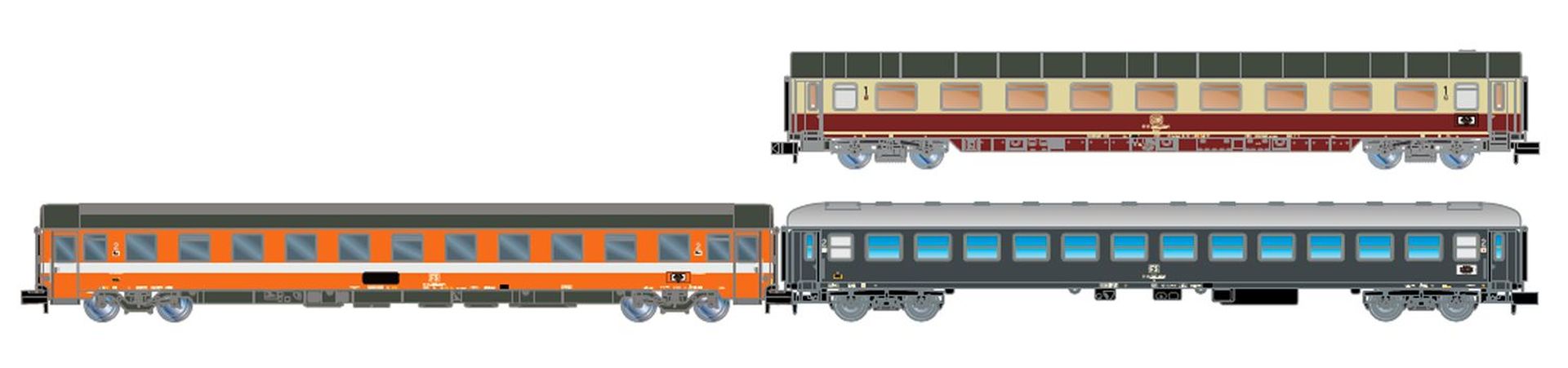 Arnold HN4468 - 3er Set Personenwagen 'Alpen-Express' Rom – München, DB, FS, Ep.IV
