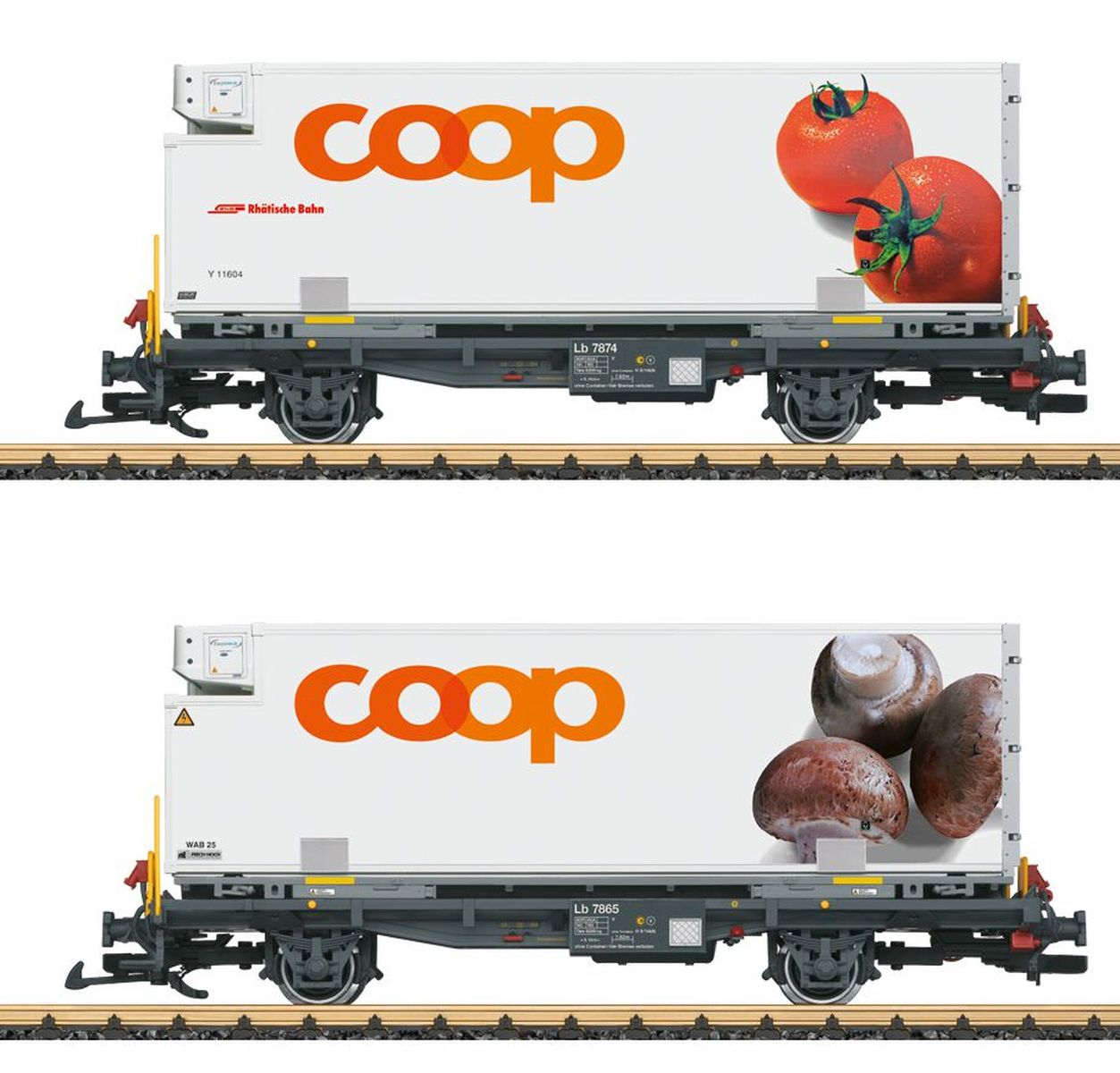 LGB 45888 - 2er Set Containerwagen, RhB, Ep.VI 'COOP'