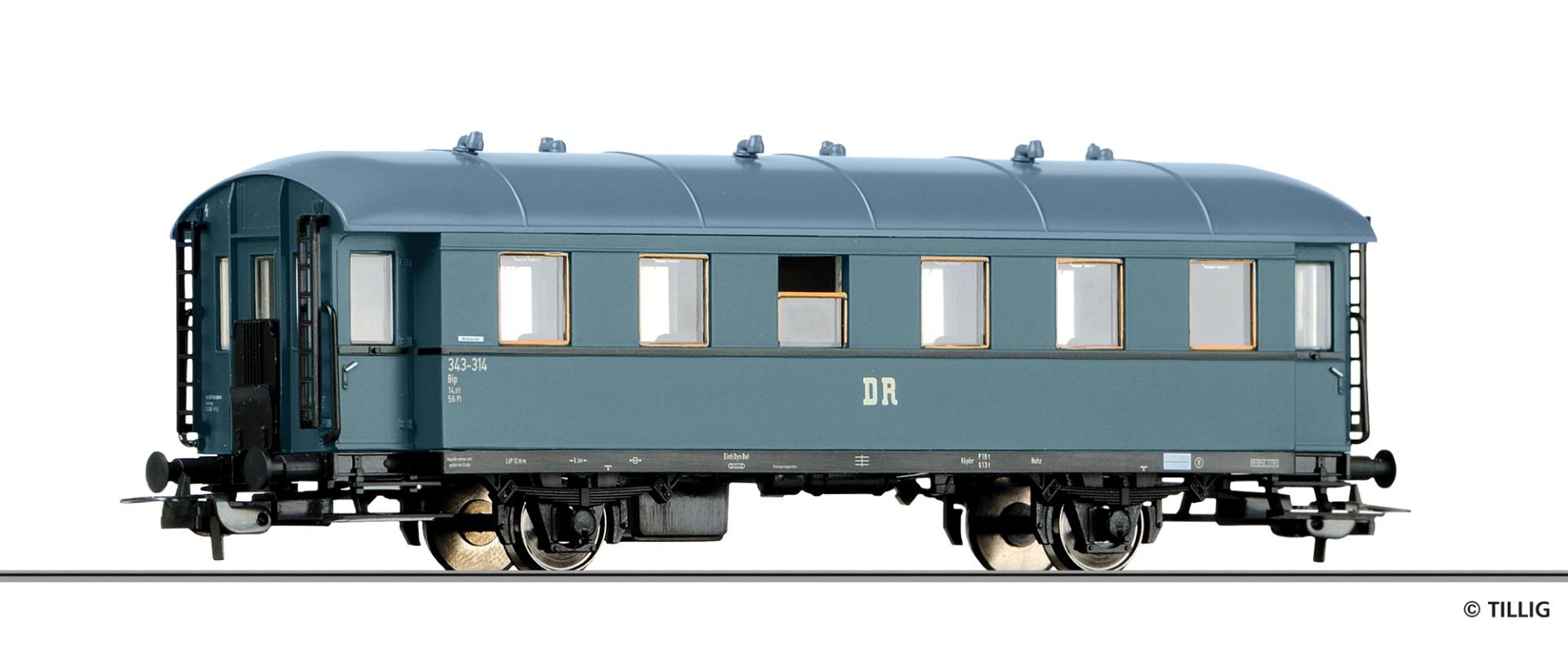 Tillig 74973 - Personenwagen Bip, 2. Klasse, DR, Ep.III