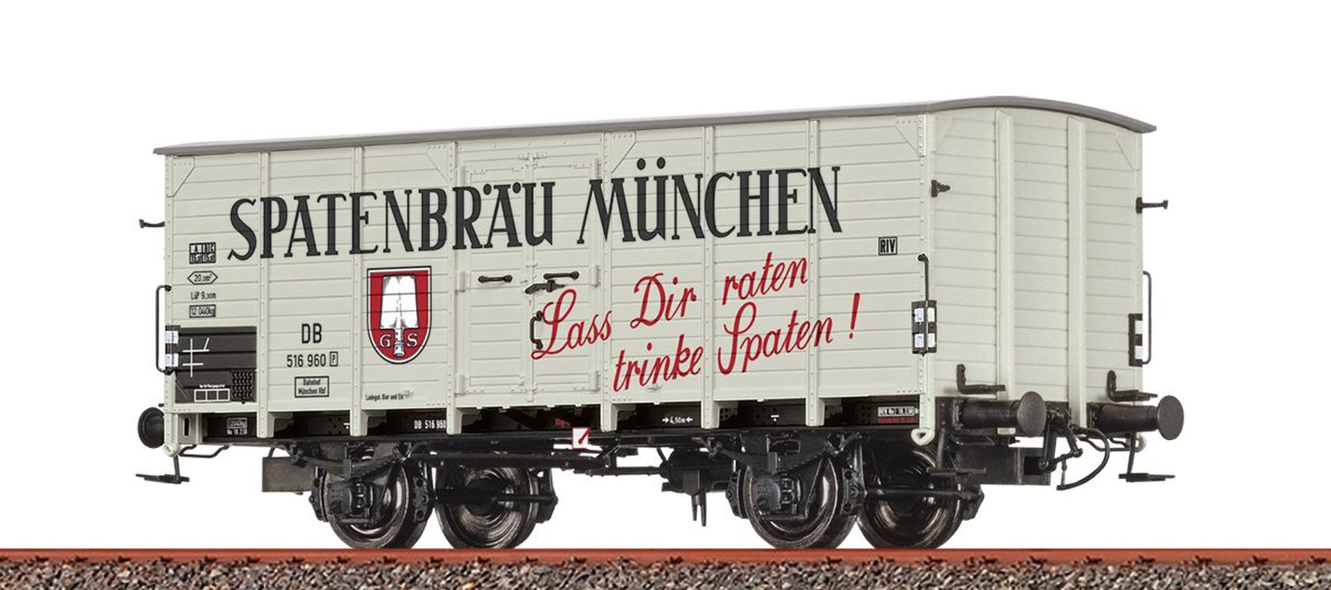 Brawa 50987 - Gedeckter Güterwagen G10, DB, Ep.III 'Spatenbräu München'