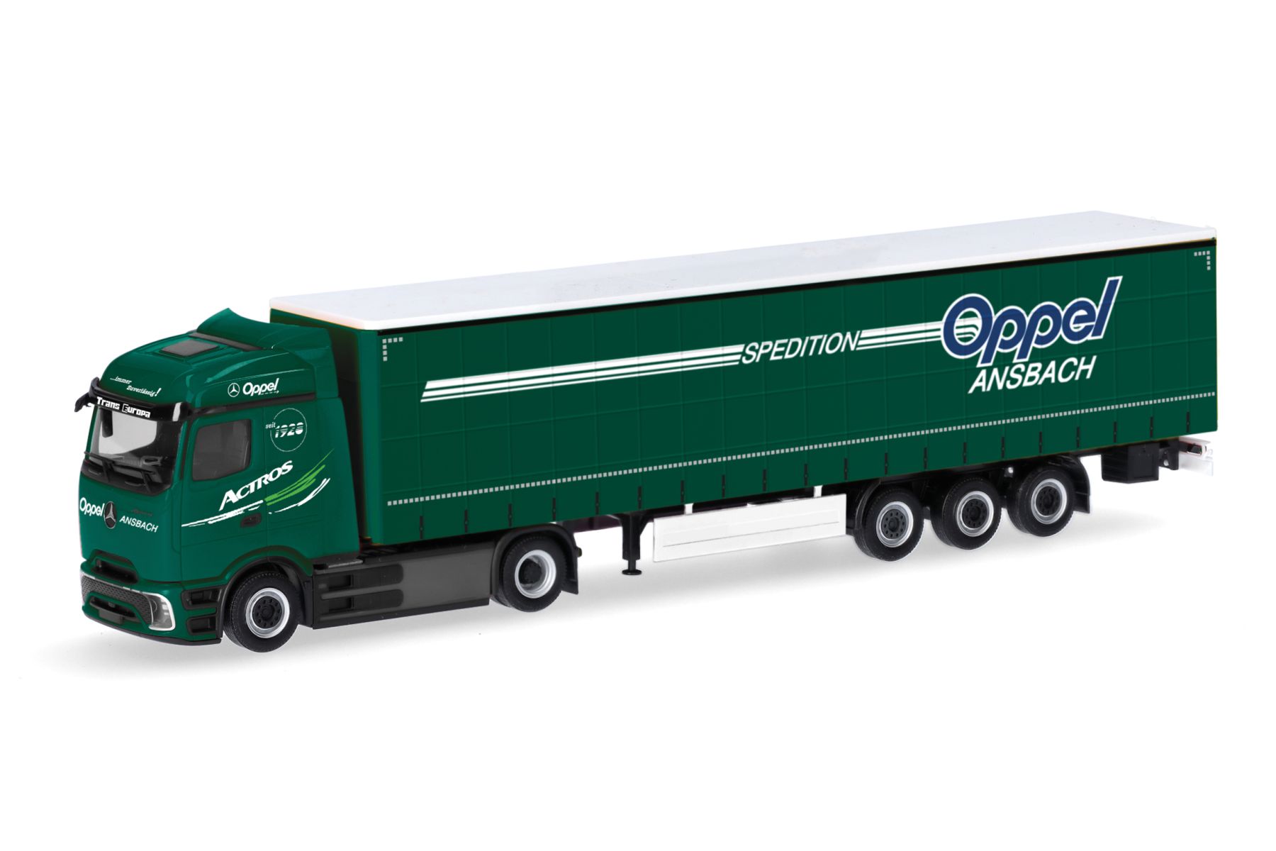 Herpa 319072 - Mercedes-Benz Actros Procabin Streamspace Gardinenplanen-Sattelzug "Oppel Ansbach"