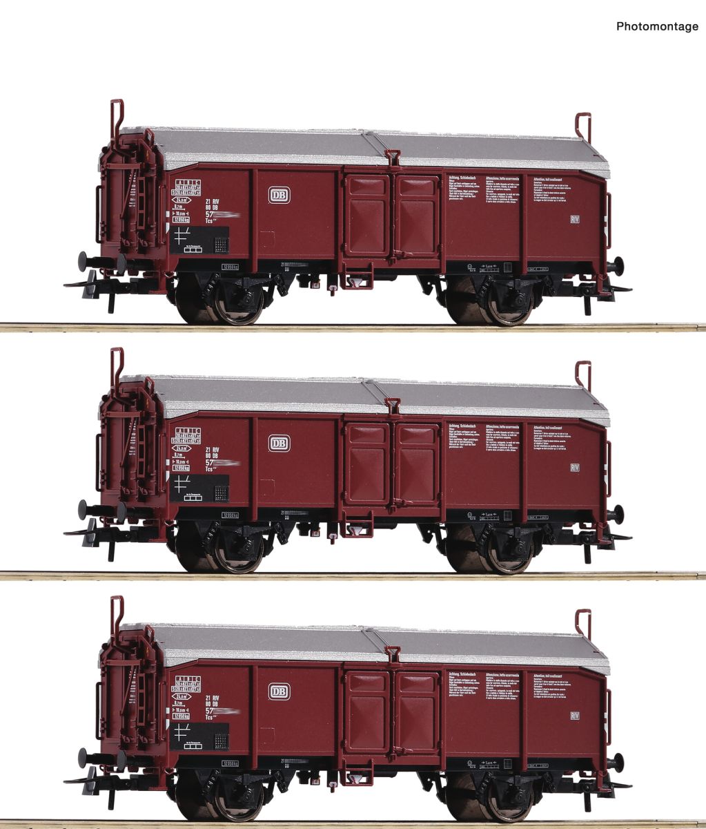 Roco 77050 - 3er Set Schiebedachwagen Tcs, DB, Ep.IV