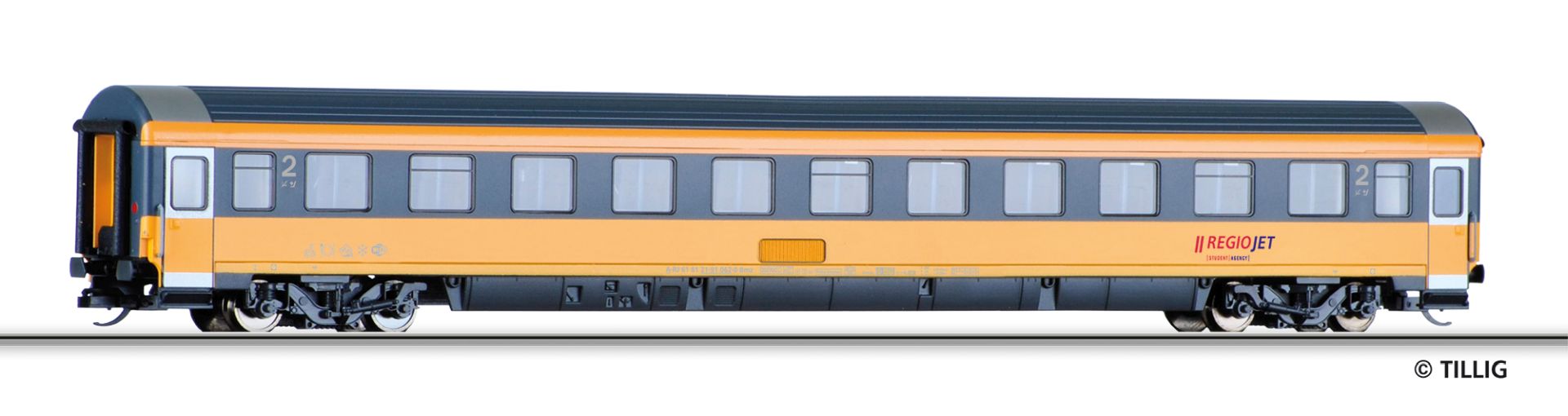 Tillig 16258 - Personenwagen Bmz, 2. Klasse, RegioJet, Ep.VI