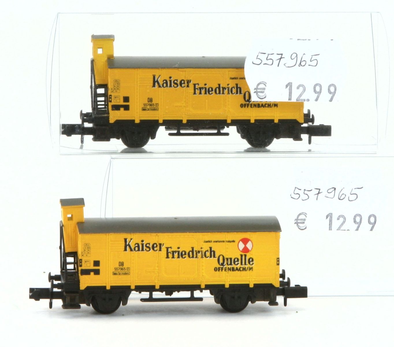 Arnold 557965-G - gedeckter Güterwagen mit Bremserhaus,DB, gelb