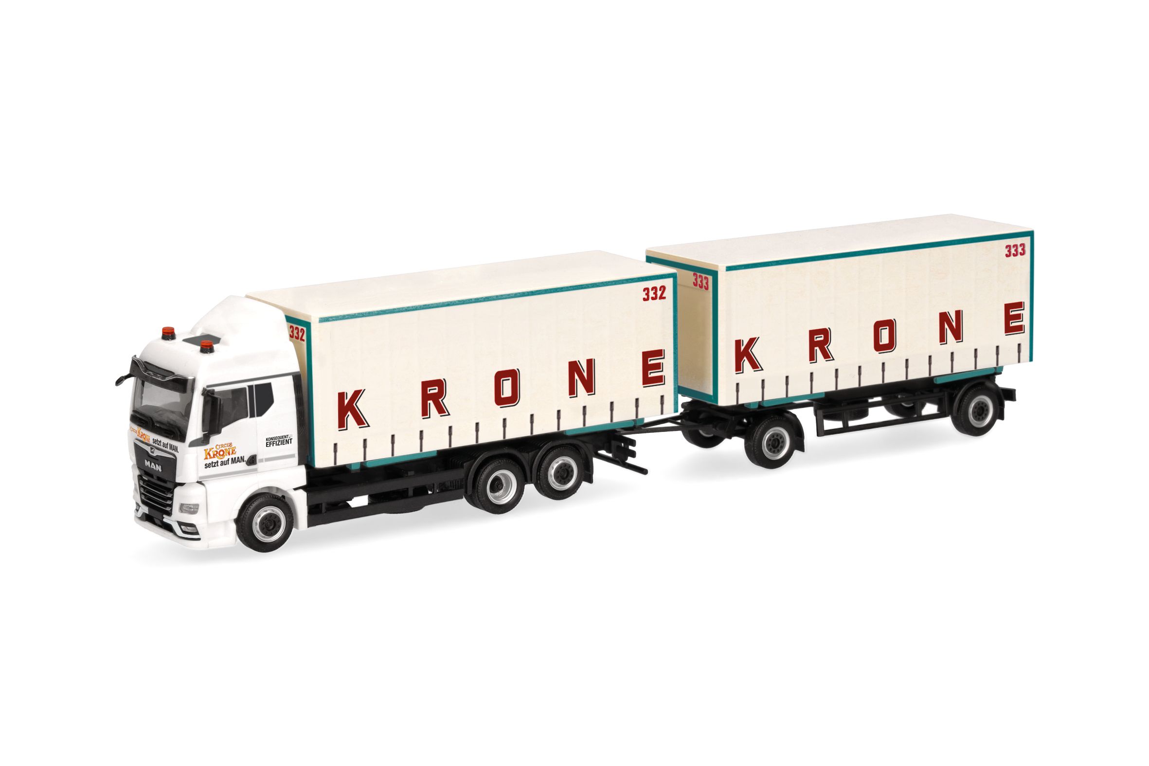 Herpa 319652 - MAN TGX GM Wechselgardinenplanen-Hängerzug "Circus Krone"