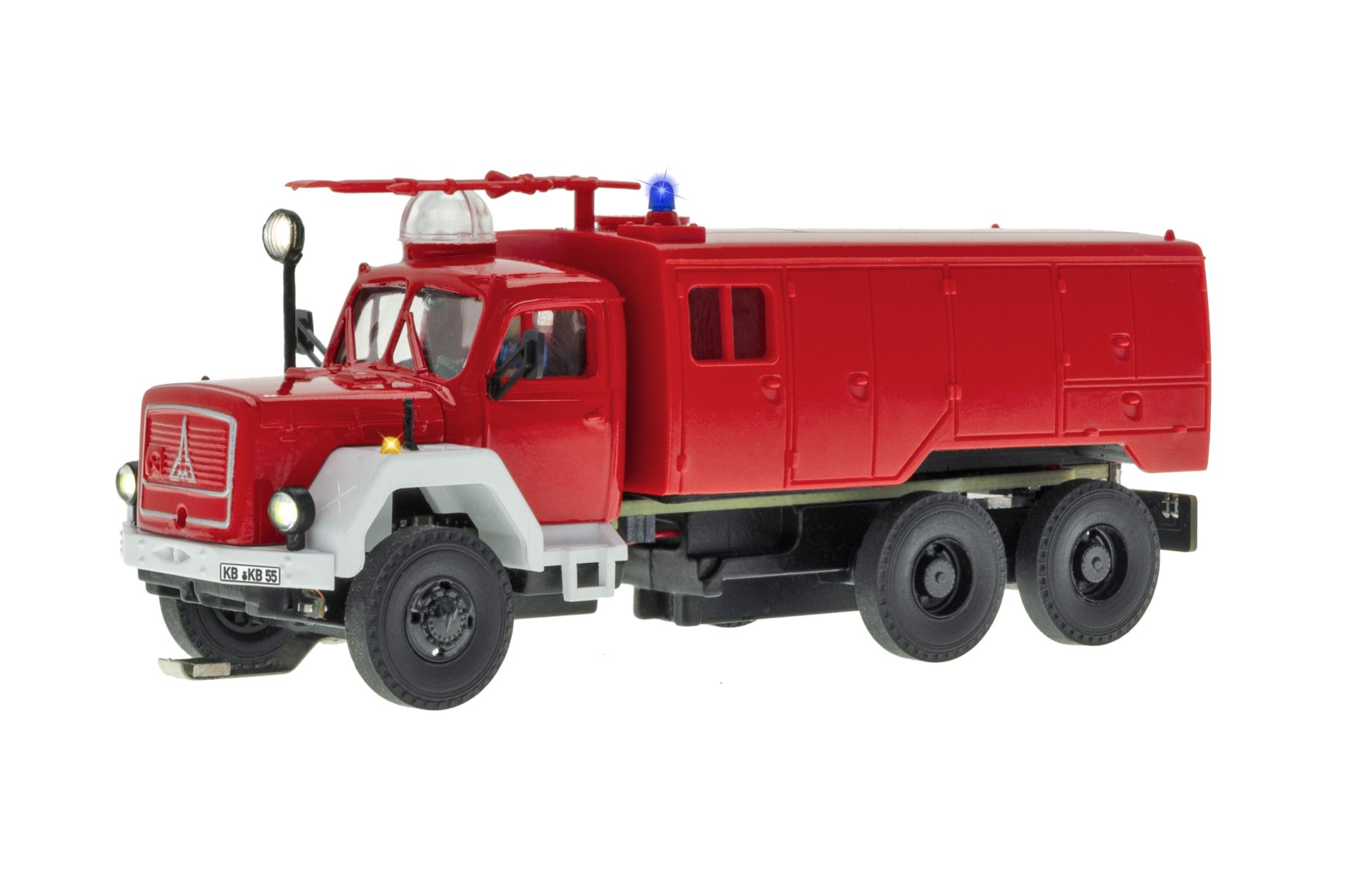 Viessmann 8055 - CarMotion Feuerwehr MAGIRUS JUPITER FlKfz 3800/400 3-achs mit Rundumleuchte, Basis, Funktionsmodell