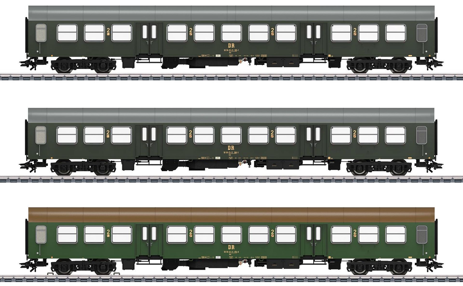 Märklin 42580 - 3er Set Personenwagen Bmh, 2. Klasse, DR, Ep.IV