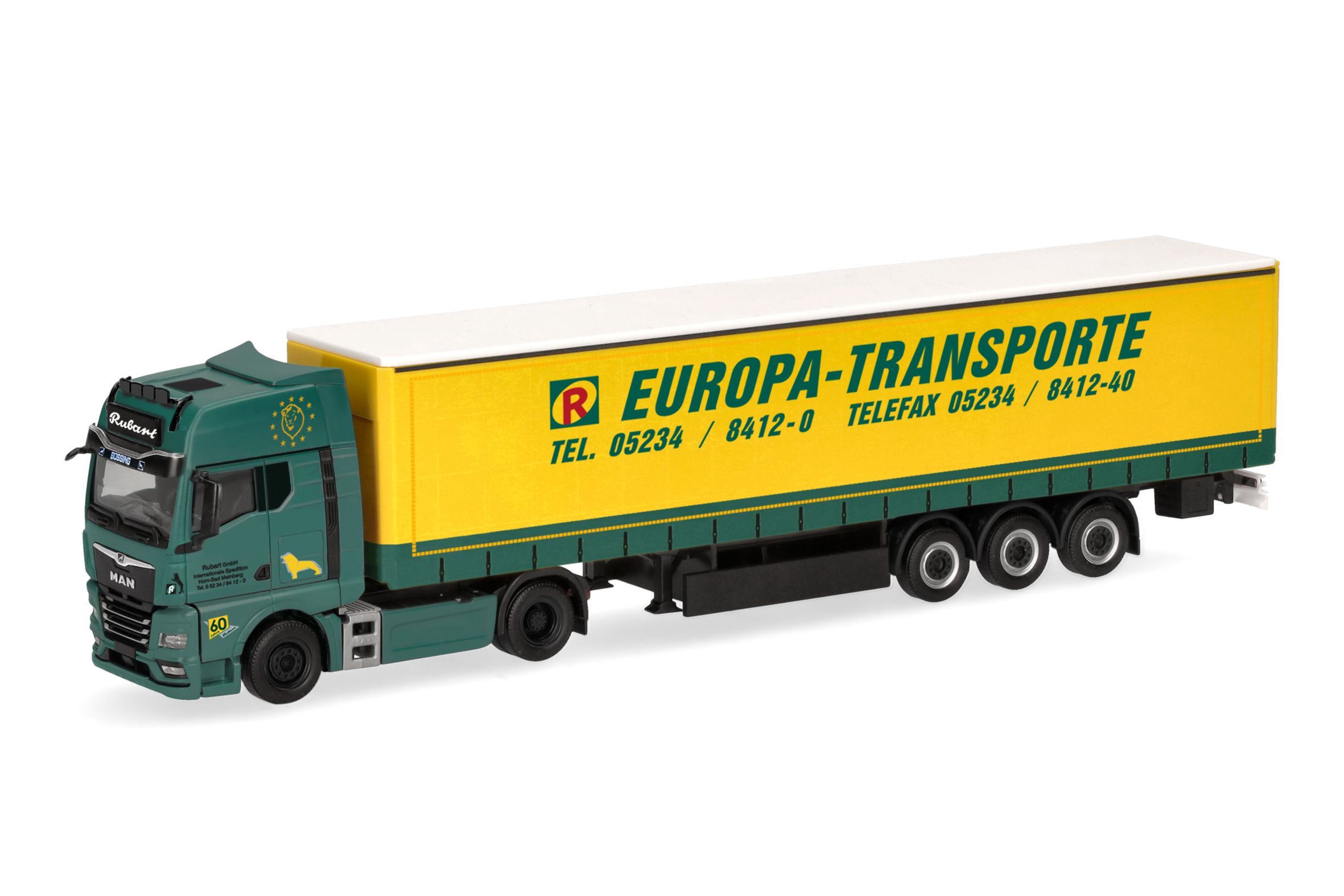 Herpa 319874 - MAN TGX GX Gardinenplanen-Sattelzug "Rubart Europa-Transporte" Herpa 319874 - MAN TGX GX Gardinenplanen-Sattelzug "Rubart Europa-Transporte"
