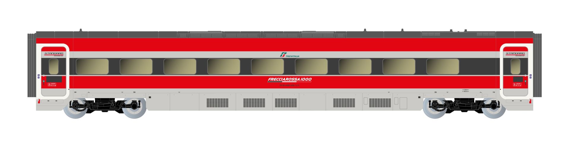 Arnold HN3514 - 4er Set Zwischenwagen, 4-tlg., Frecciarossa ETR 1000, FS-Trenitalia, Ep.VI 'Le plaisir d’un voyage nouveau'