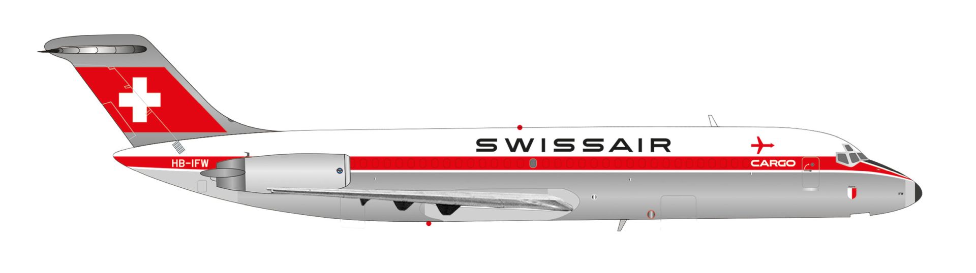 Herpa 573344 - Swissair Douglas DC-9-30F – HB-IFW "Payerne"