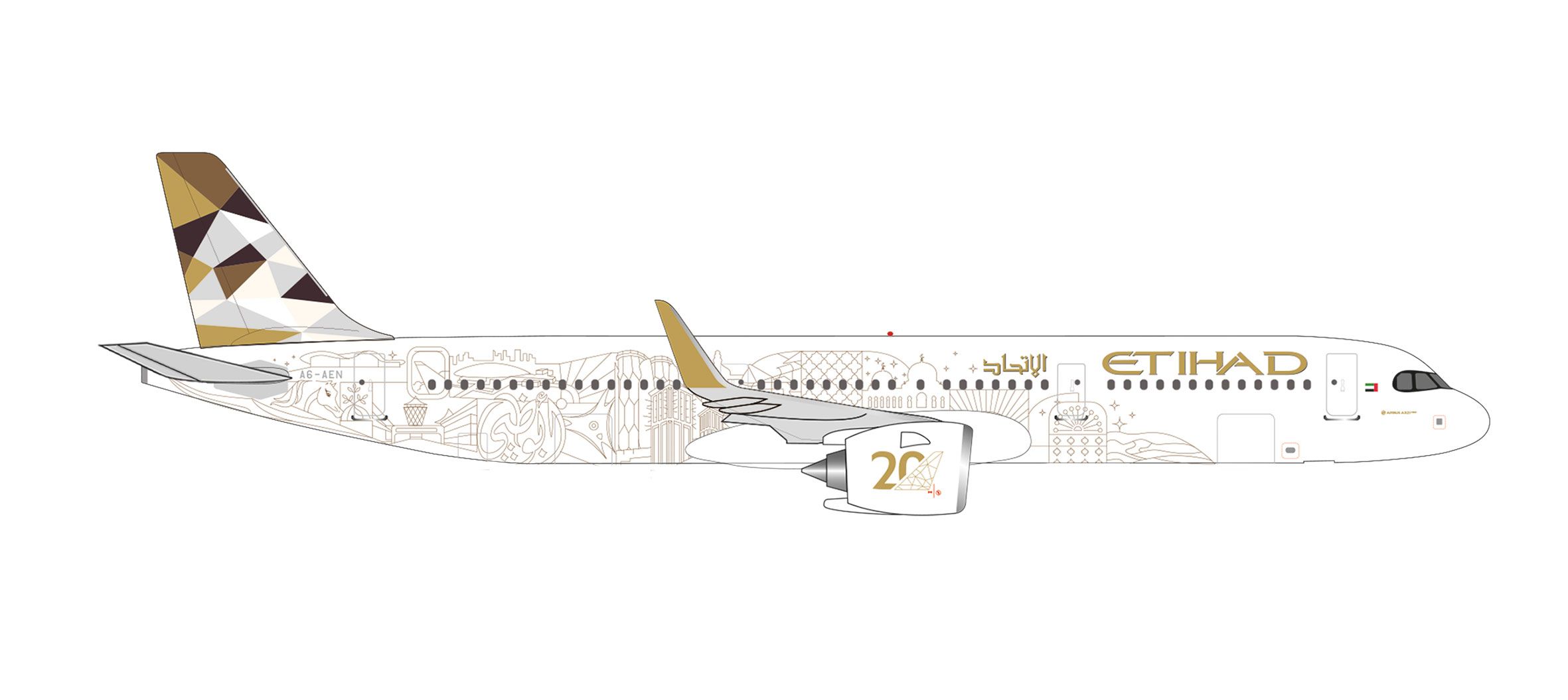 Herpa 538473 - Etihad Airways Airbus A321neo - 20th anniversary - A6-AEN