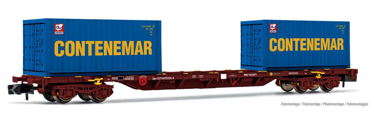Arnold HN6461 - Containertragwagen MMC mit Containern, RENFE, Ep.IV