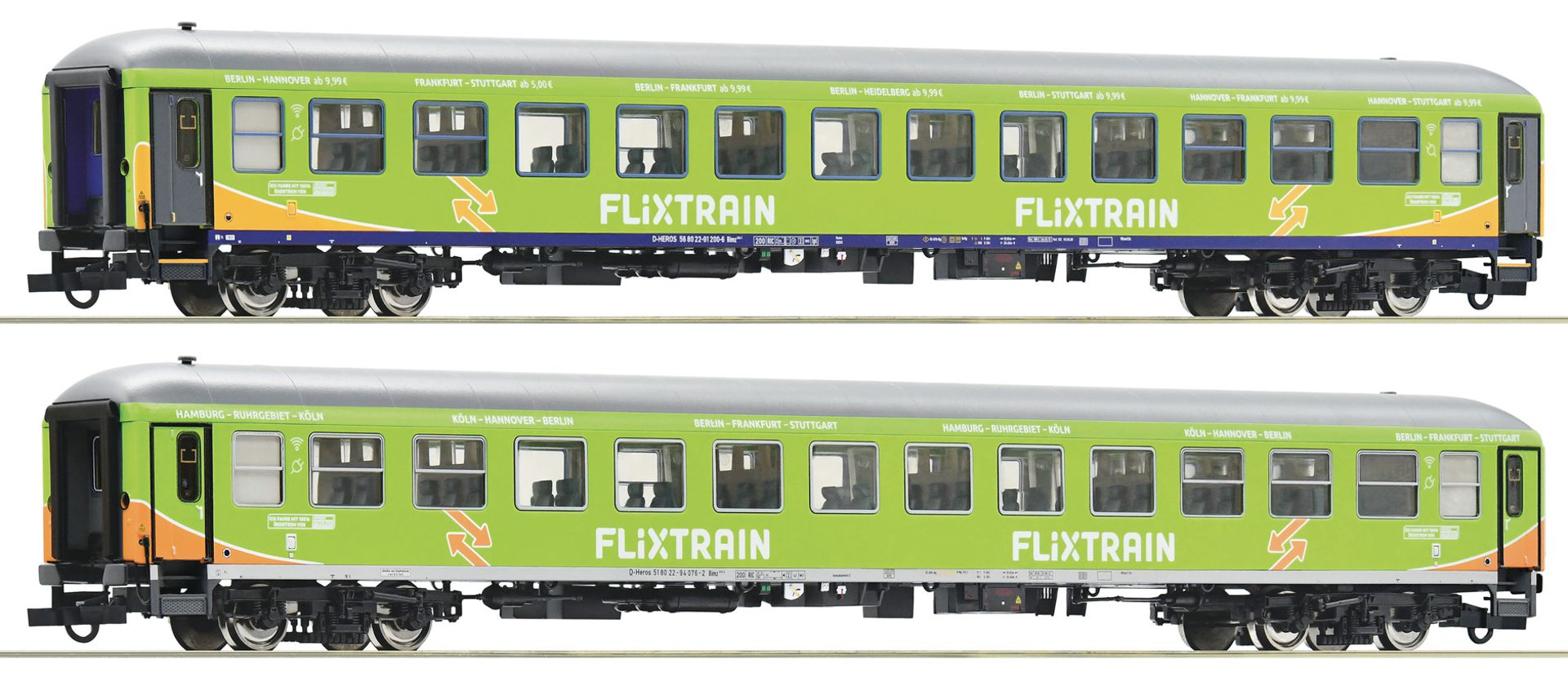 Roco 74193 - 2er Set Personenwagen, FLIXTRAIN, Ep.VI