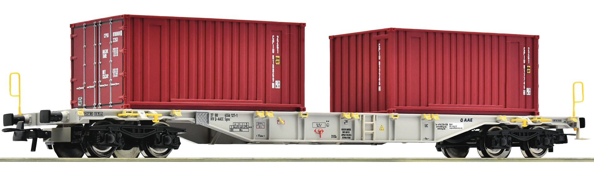 Roco 77345 - Containertragwagen Sgns, AAE, Ep.VI