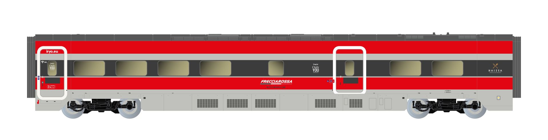 Arnold HN3515 - 4er Set Zwischenwagen, 4-tlg., Frecciarossa ETR 1000, FS-Trenitalia, Ep.VI