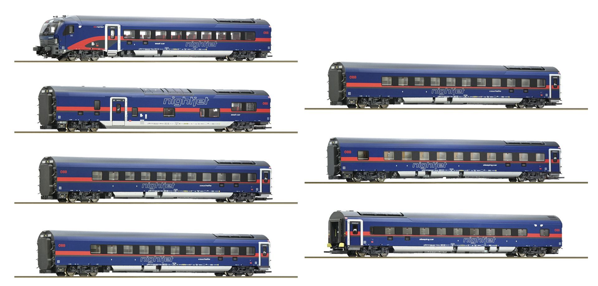 Roco 5500004 - 7er Set Personenwagen Nightjet, ÖBB, Ep.VI