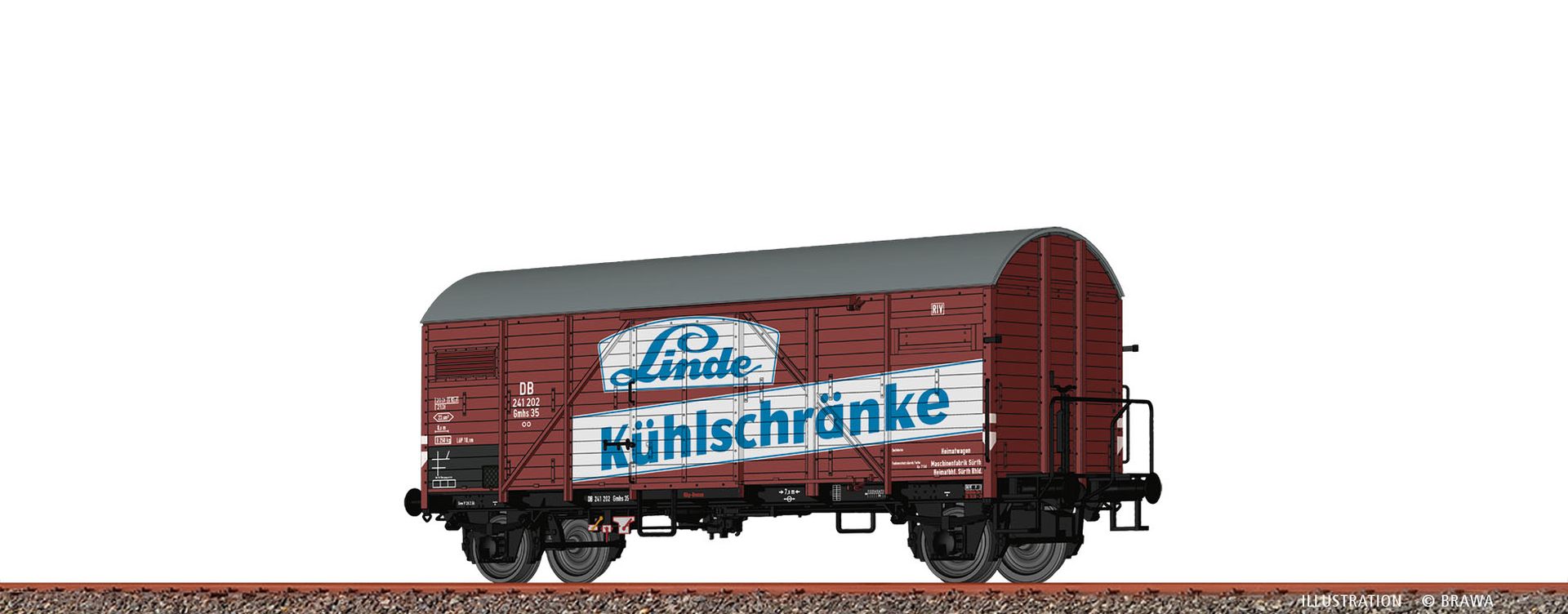 Brawa 50733 - Gedeckter Güterwagen Gmhs35 'Linde', DB, Ep.III