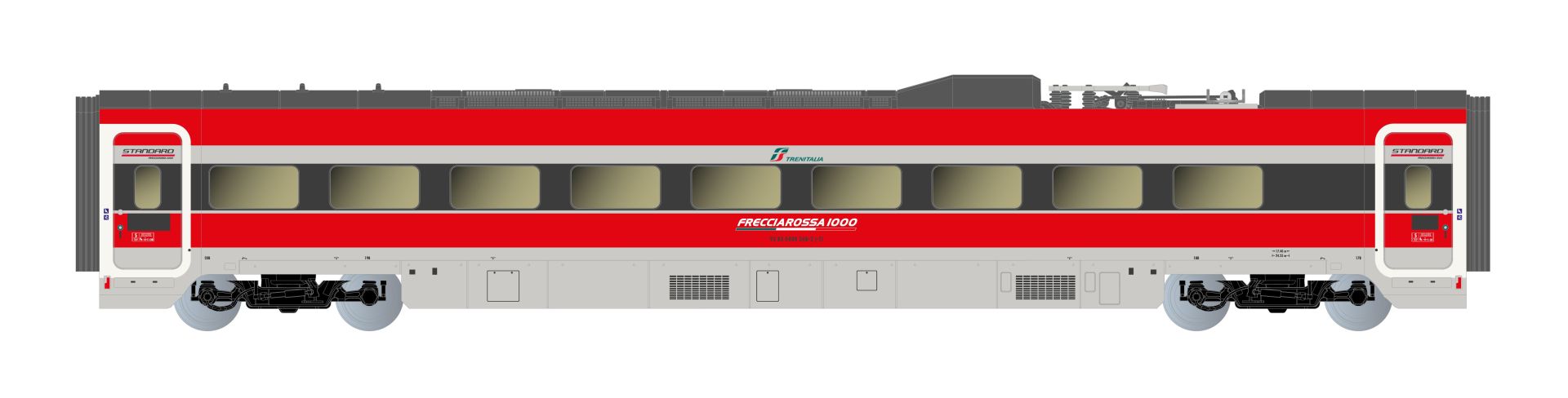 Arnold HN3514 - 4er Set Zwischenwagen, 4-tlg., Frecciarossa ETR 1000, FS-Trenitalia, Ep.VI 'Le plaisir d’un voyage nouveau'