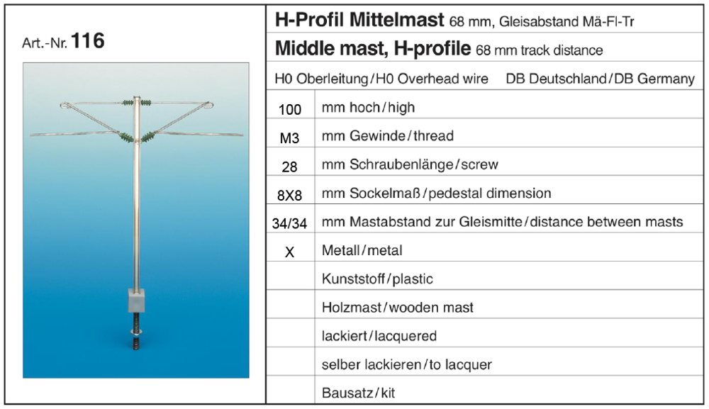 Sommerfeldt 116 - H-Profil-Mittelmast 68mm