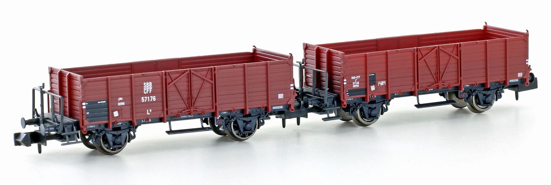 Hobbytrain H24351 - 2er Set offene Güterwagen L6, SBB, Ep.III