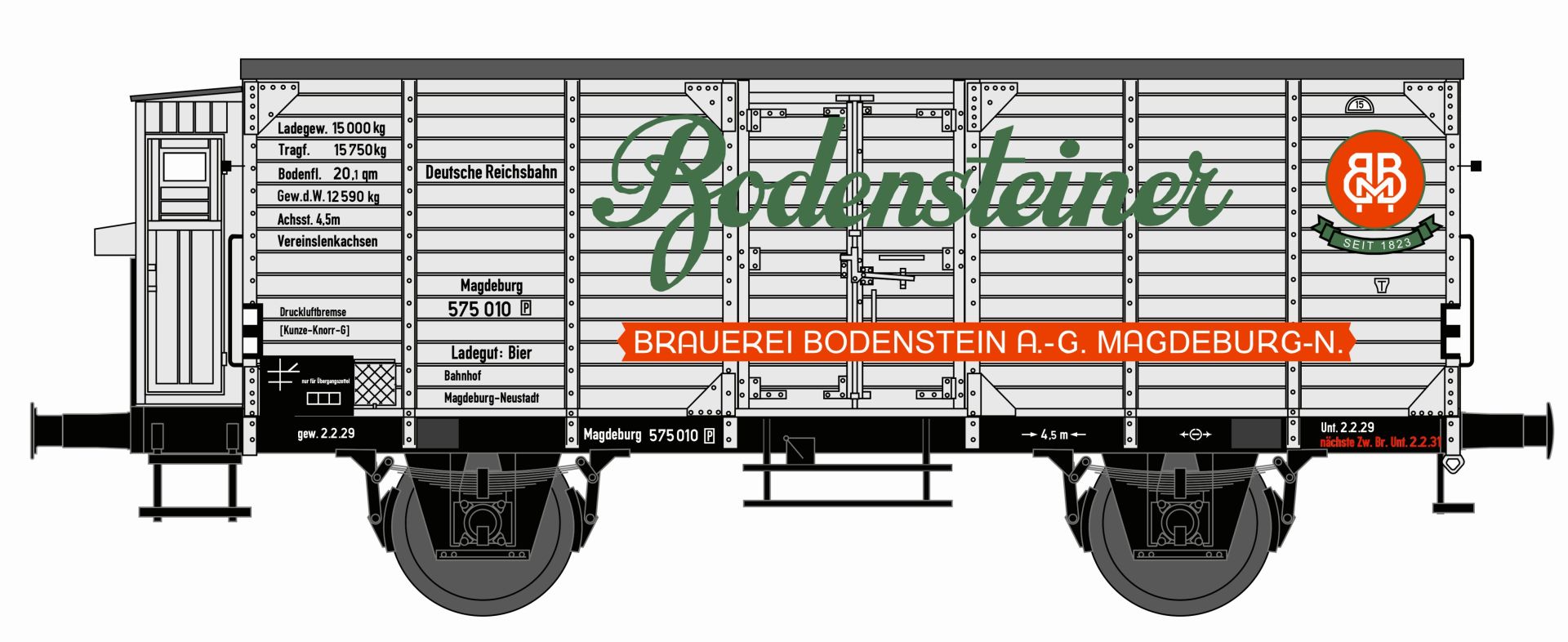 Hädl 113981 - Gedeckter Güterwagen, DRG, Ep.II 'Bodenstein'
