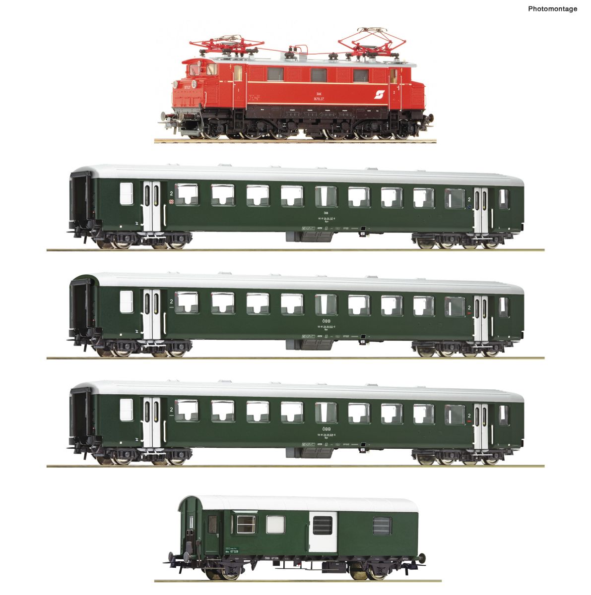Roco 61494 - Zugset mit E-Lok 1670.27 und Personenwagen, ÖBB, Ep.IV, DC-Sound