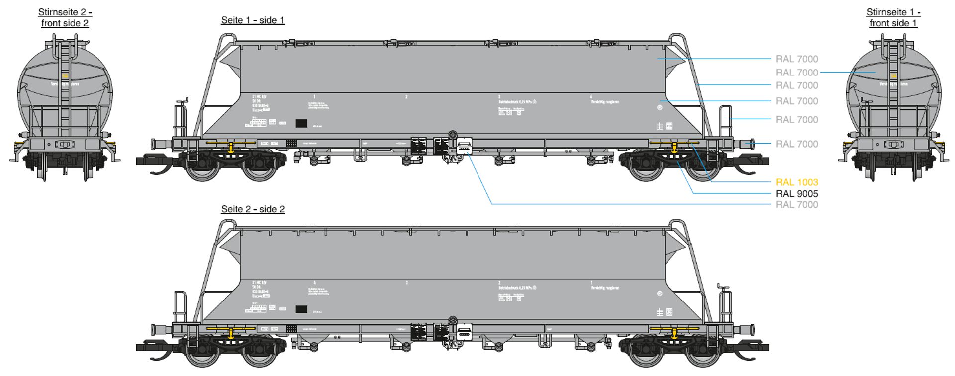 Tillig 502354 - 3er Set Kohlenstaubbehälterwagen Uacs, DR, Ep.IV Tillig 502354 - 3er Set Kohlenstaubbehälterwagen Uacs, DR, Ep.IV