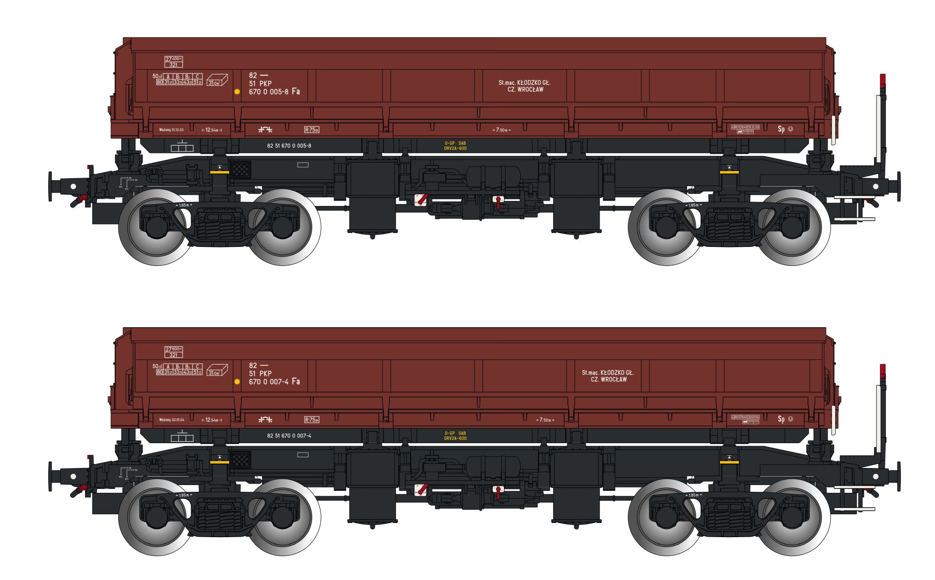 Albert Modell 600049 - 2er Set offene Güterwagen Fa, PKP, Ep.V