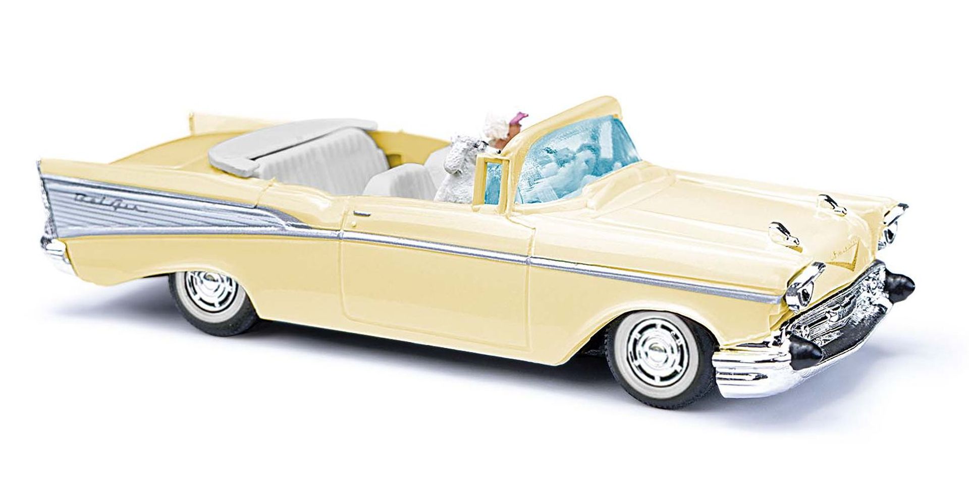 Busch 45060 - Chevrolet Bel Air ´57 Cabrio offen mit Fahrer und Hund Bj. 1957