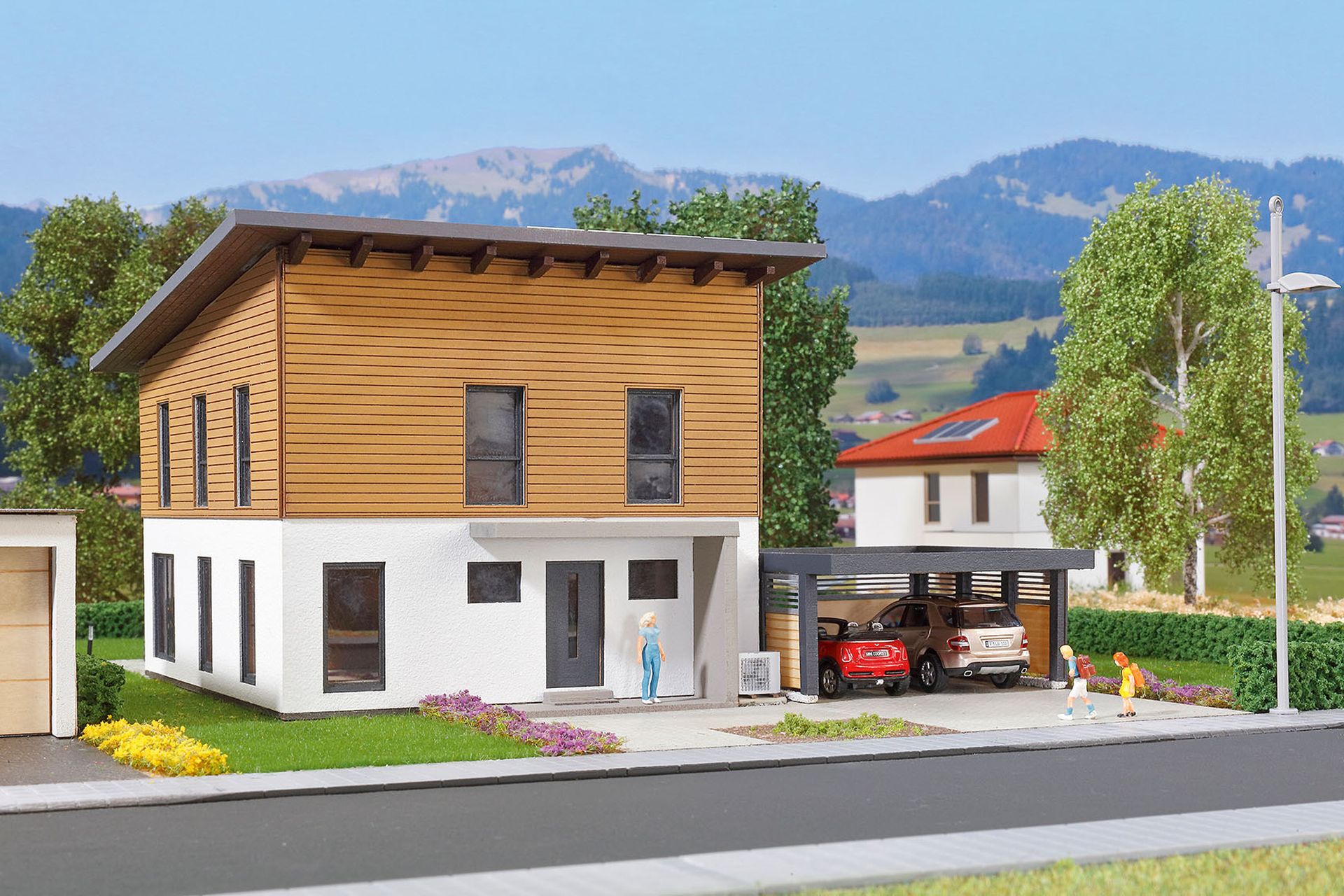 Kibri 38337 - Kubushaus Saskia mit Carport- Polyplate Bausatz