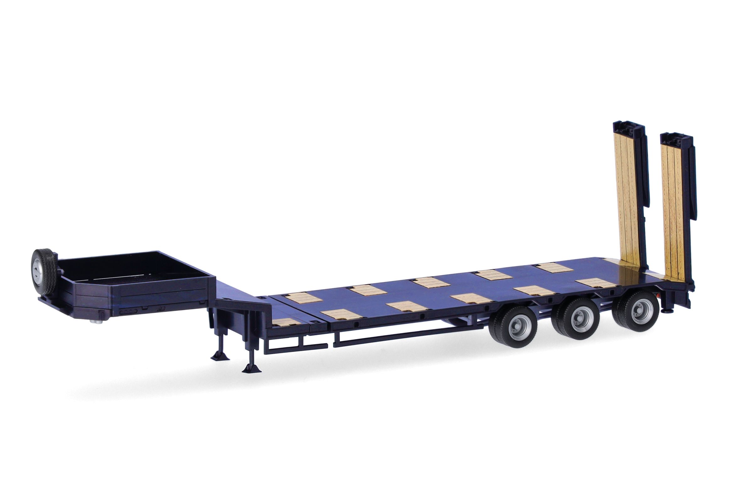 Herpa 076371-010 - Goldhofer Semitieflader mit Rampen 3achs, ultramarinblau