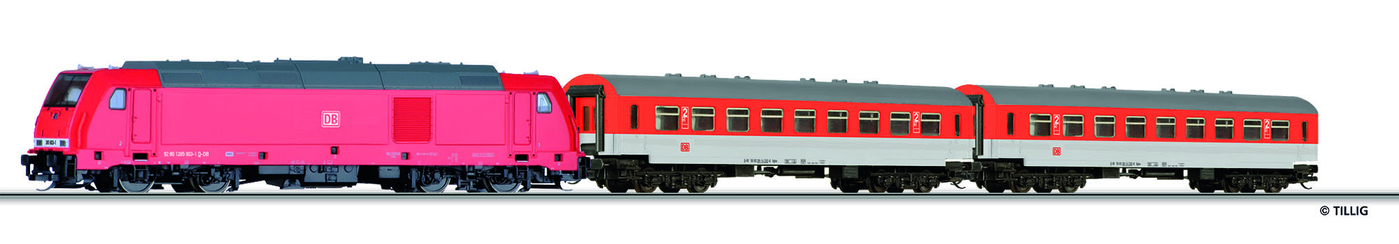 Tillig 01437 - Analoges Startset mit BR285 und Personenzug, DBAG, Ep.VI