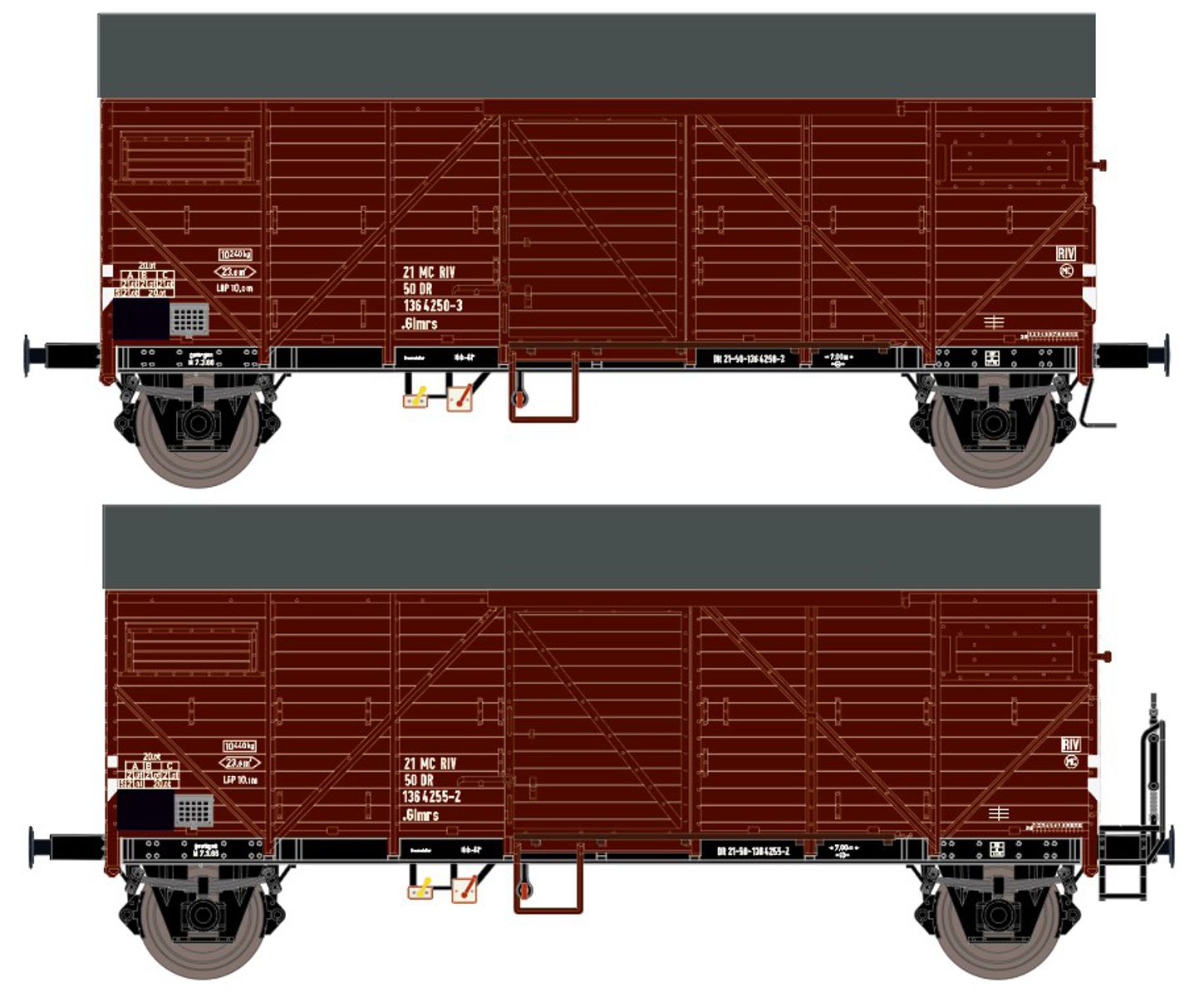 Exact-Train EX23643 - 2er Set gedeckte Güterwagen Bremen, DR, Ep.IV