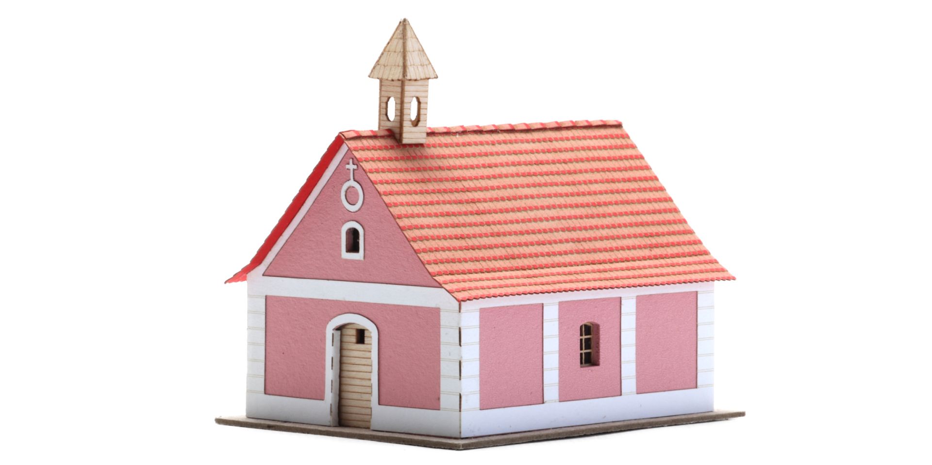 igra 250007 - Kapelle 51x66x69 mm, kolorierter Lasercut-Bausatz