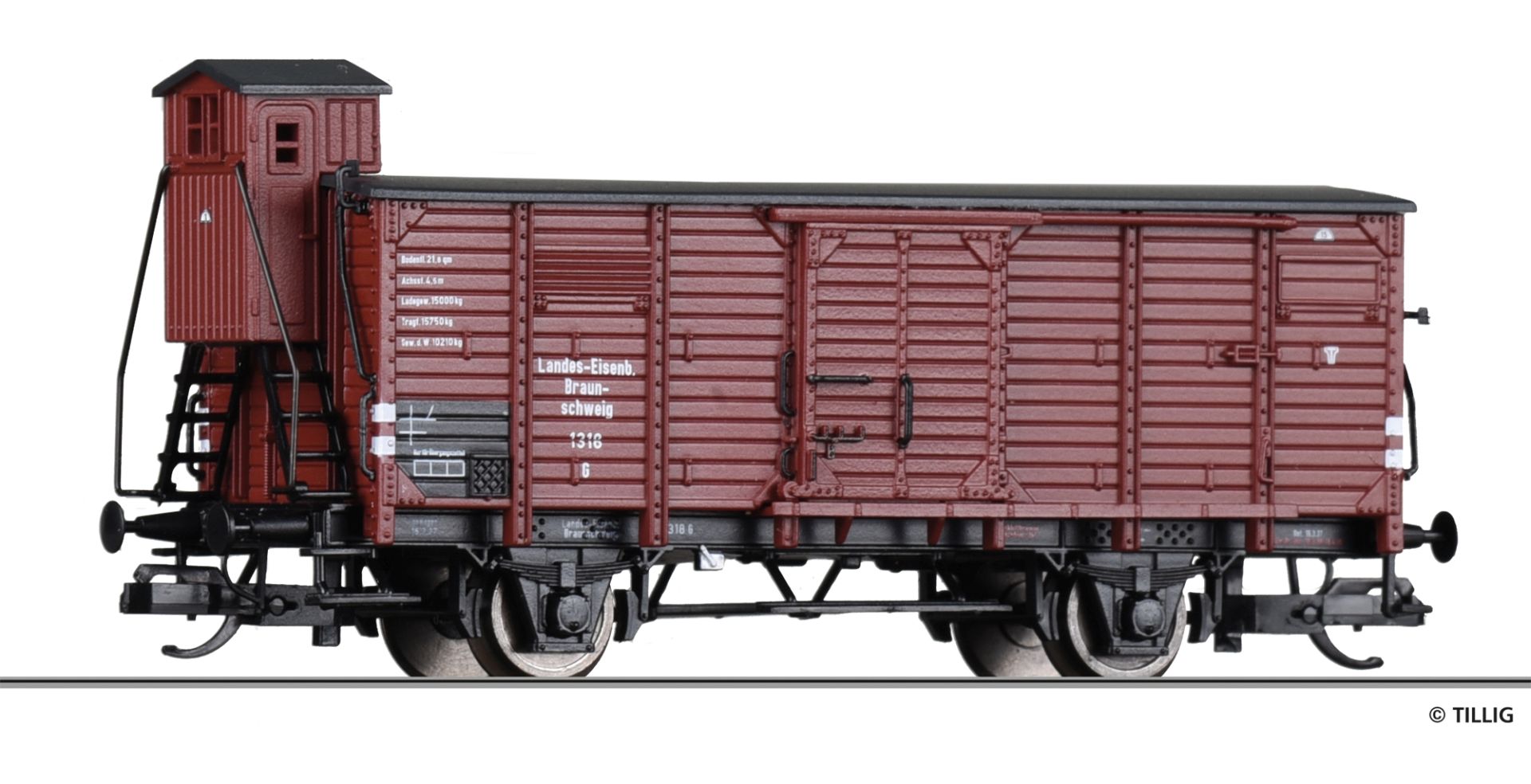 Tillig 17933 - Gedeckter Güterwagen G, Braunschweigischen Landes-Eisenbahn, Ep.II