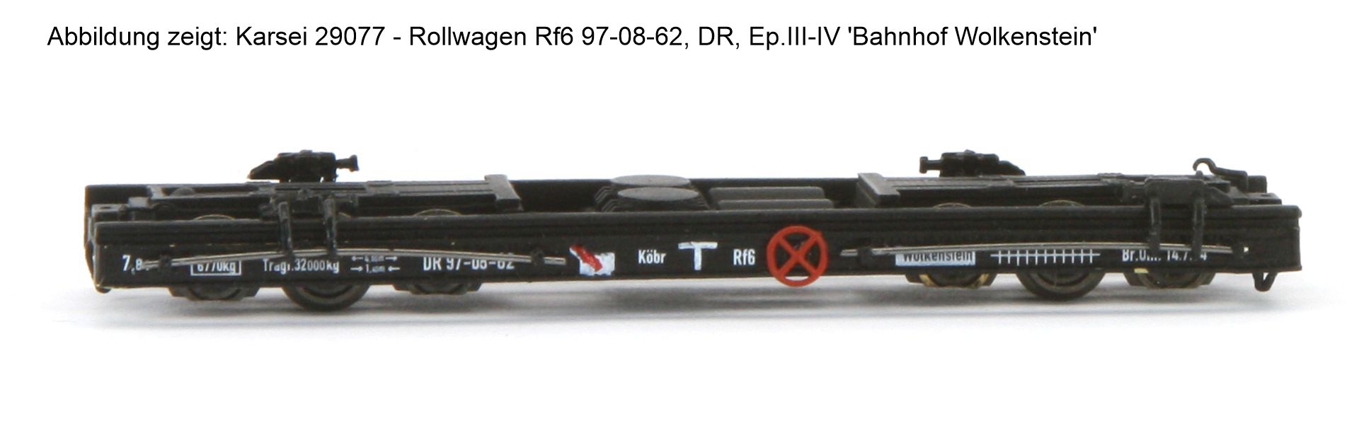 Karsei 29076 - Rollwagen Rf6 97-09-08, DR, Ep.III-IV 'Bahnhof Radbeul'