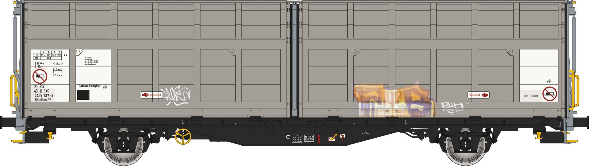 Albert Modell 245047 - Schiebewandwagen Hbbillns, GySEV, Ep.VI 'Graffiti einseitig'