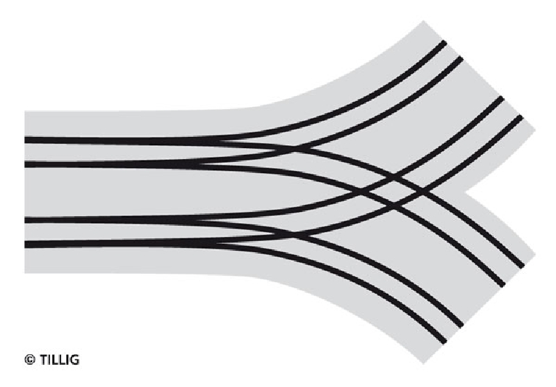 Tillig 87156 - Bogenkreuzung 2-spurig symmetrisch, 45', Pflaster