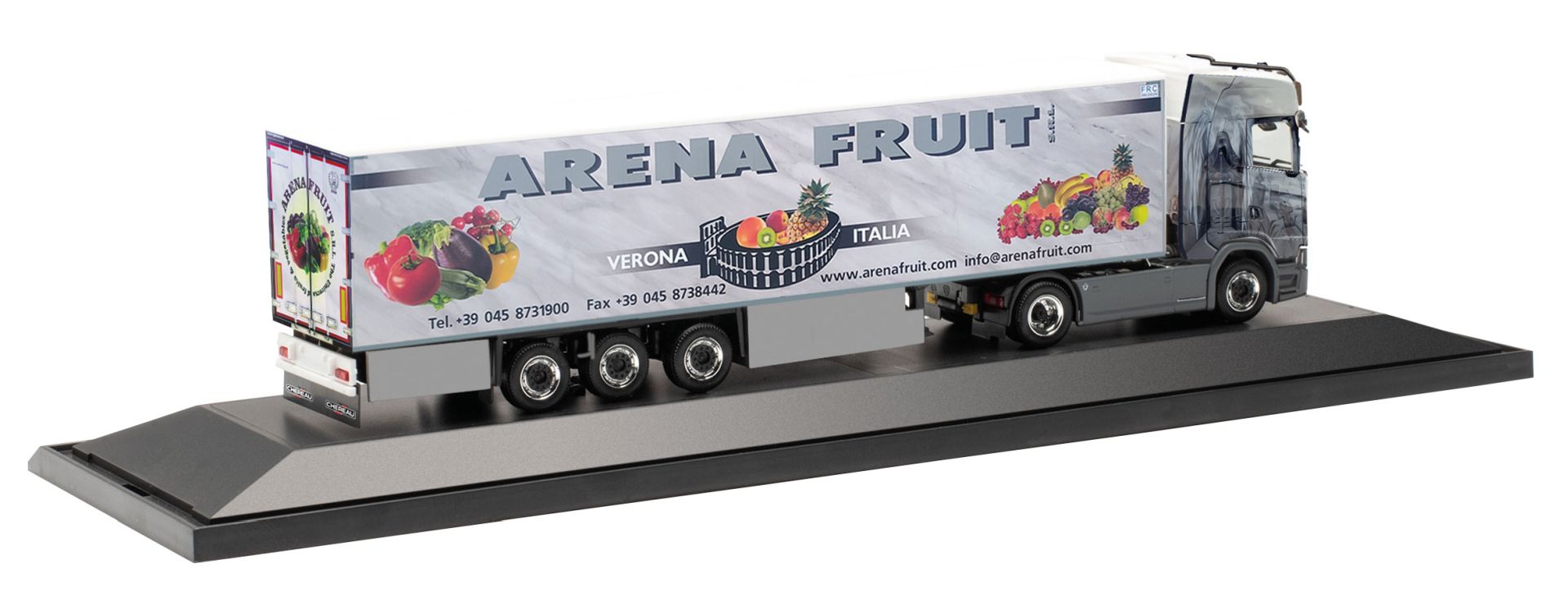 Herpa 122269 - Scania CS 20 HD Kühlkoffer-Sattelzug 'Arena Fruit' (Italien)