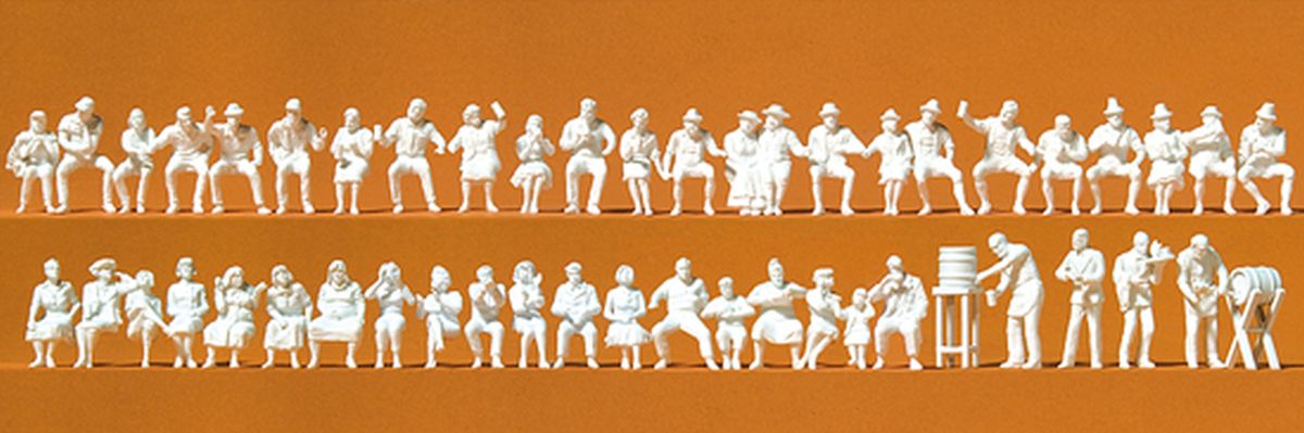 Preiser 16356 - Im Biergarten, 46 unbemalte Figuren Preiser 16356 - Im Biergarten, 46 unbemalte Figuren