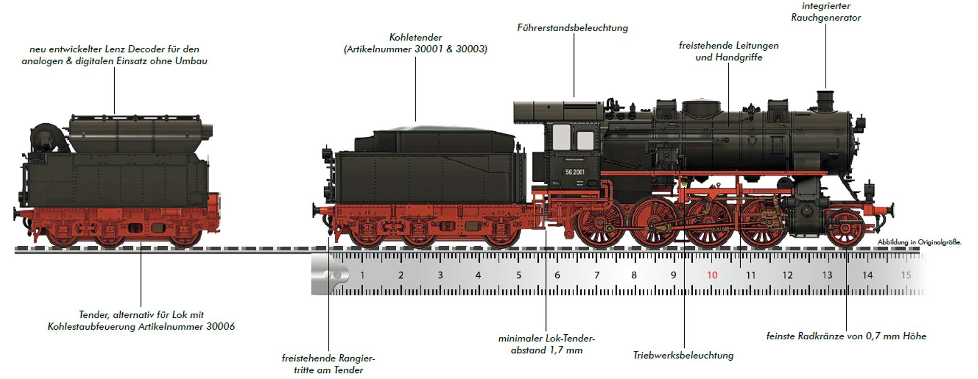 Busch 30003 - Dampflok BR 56 (G8.2), 56 2001, DR, Ep.III, DC-Sound