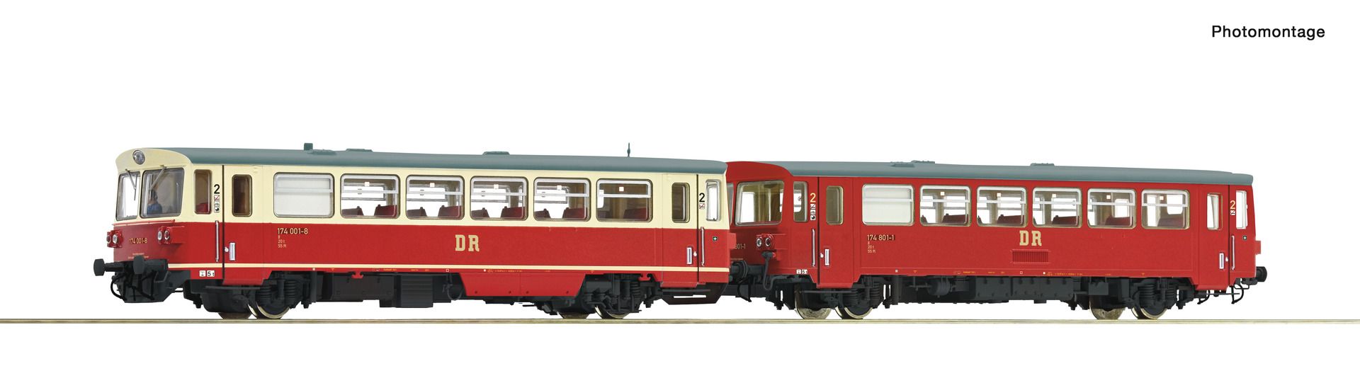 Roco 7700013 - Dieseltriebwagen 174 001-8 mit Beiwagen, DR, Ep.IV