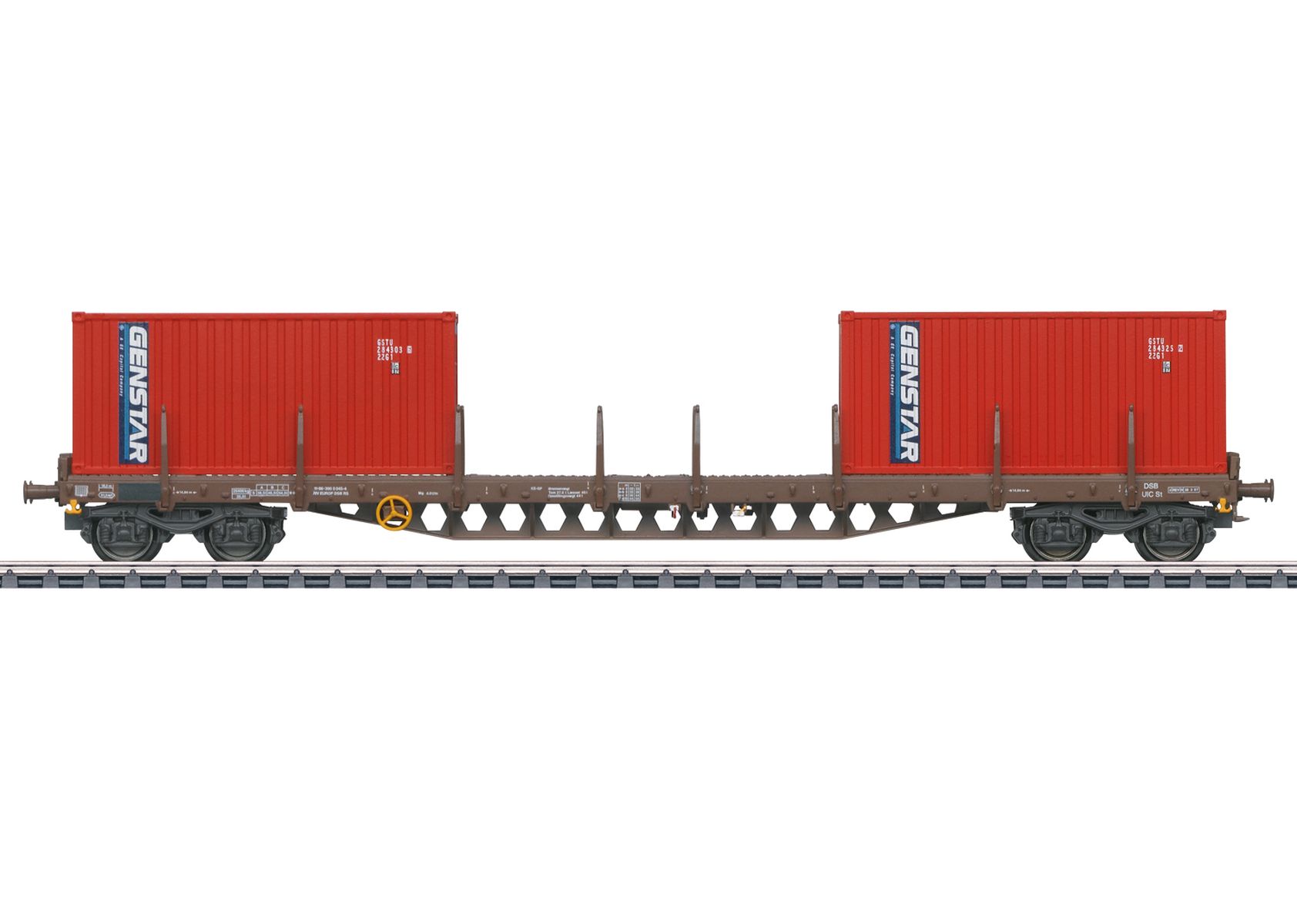 Märklin 47157 - Containerwagen Rs mit Containern 'GENSTAR', DSB, Ep.V